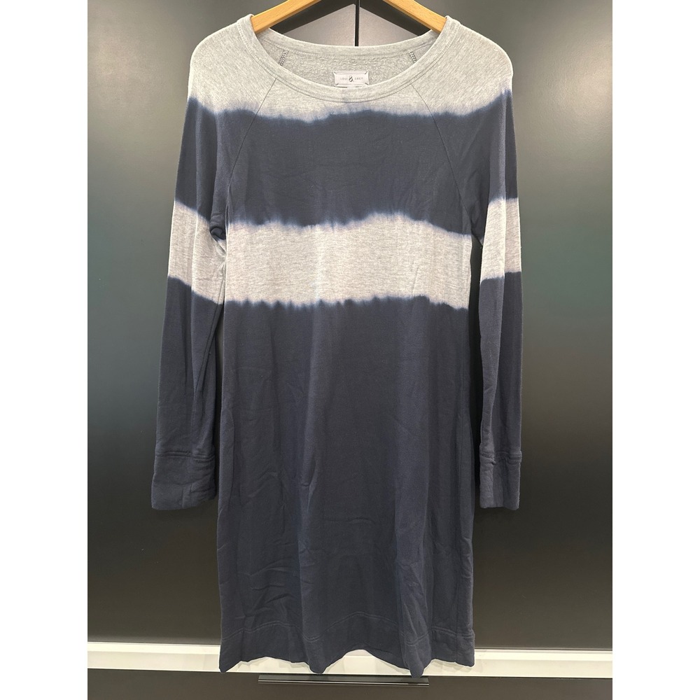 Lou &‎ Grey Super Soft Navy Grey Tie Dye Dress Long Sleeve Fleece Small